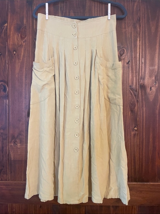 Gilli Dresses & Skirts - Gilli Butter Yellow Button-Front Linen Blend Maxi Skirt with Pockets SzM
